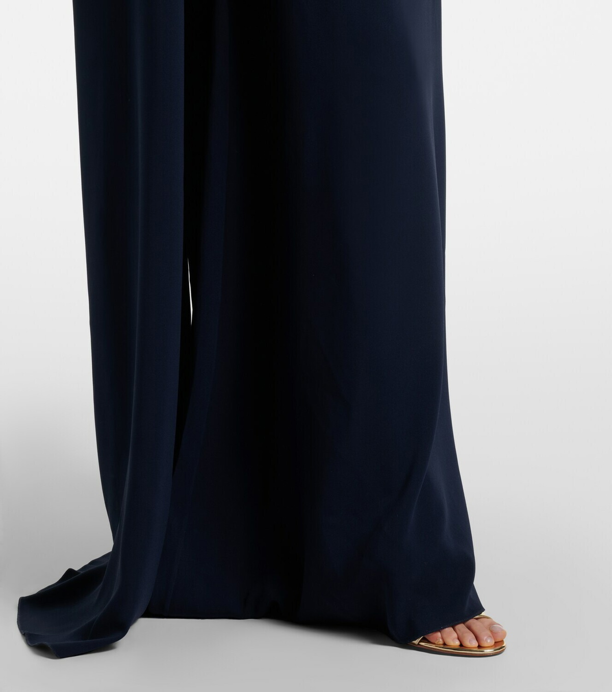 Oscar de la Renta Embroidered caped silk-blend gown
