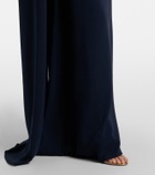 Oscar de la Renta Embroidered caped silk-blend gown