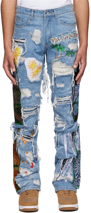 Photo: Who Decides War by MRDR BRVDO Blue Distressed Jeans