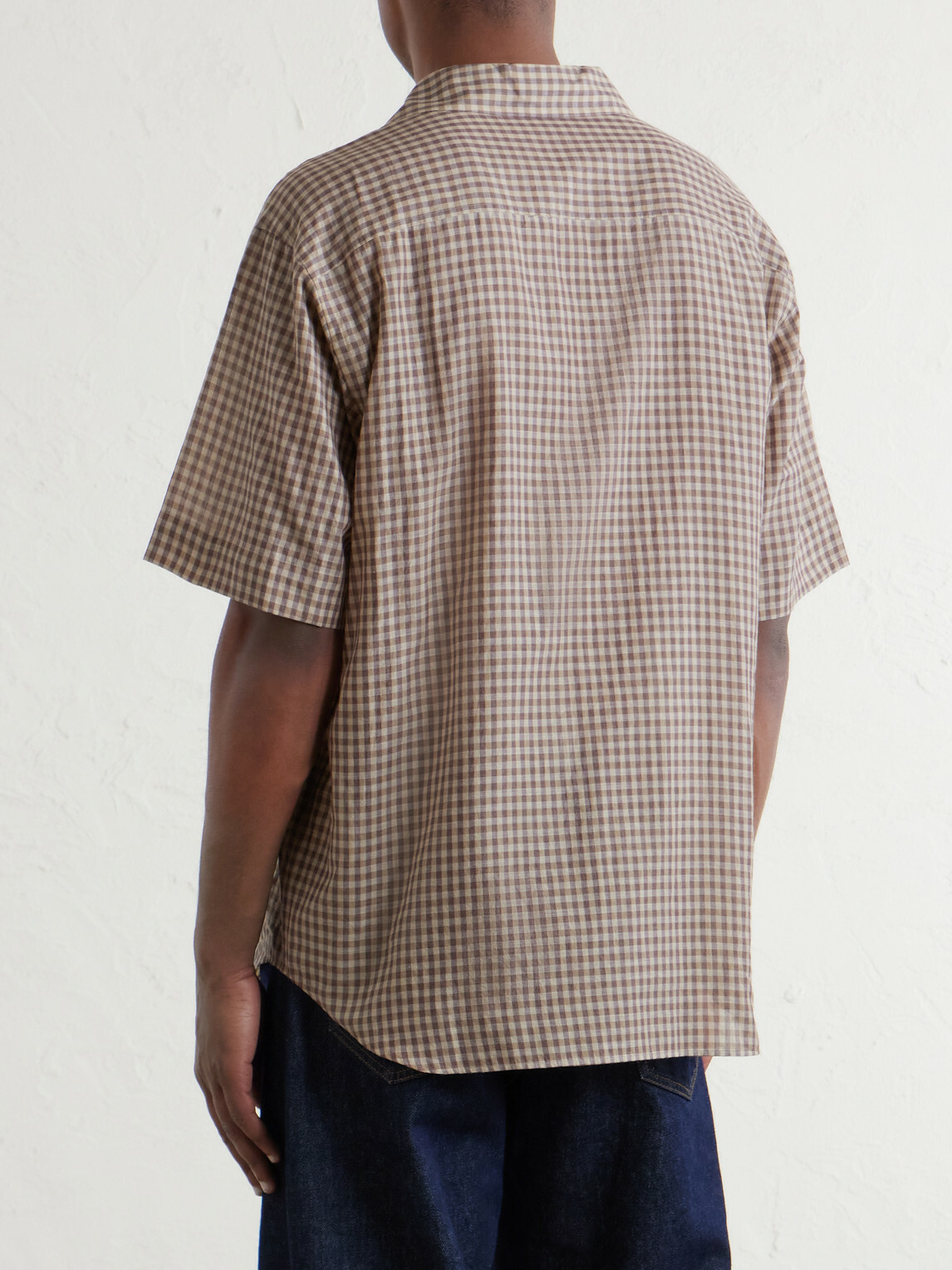 Auralee - Camp-Collar Checked Cotton Shirt - Brown