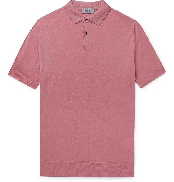 Photo: John Smedley - Payton Slim-Fit Wool and Cotton-Blend Polo Shirt - Pink