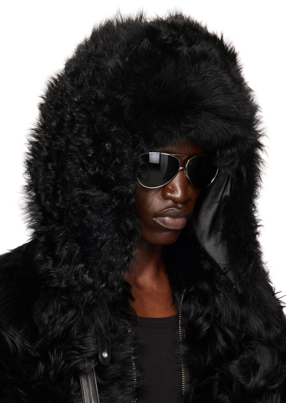 Moose Knuckles Black Efna Shearling Pilot Hat