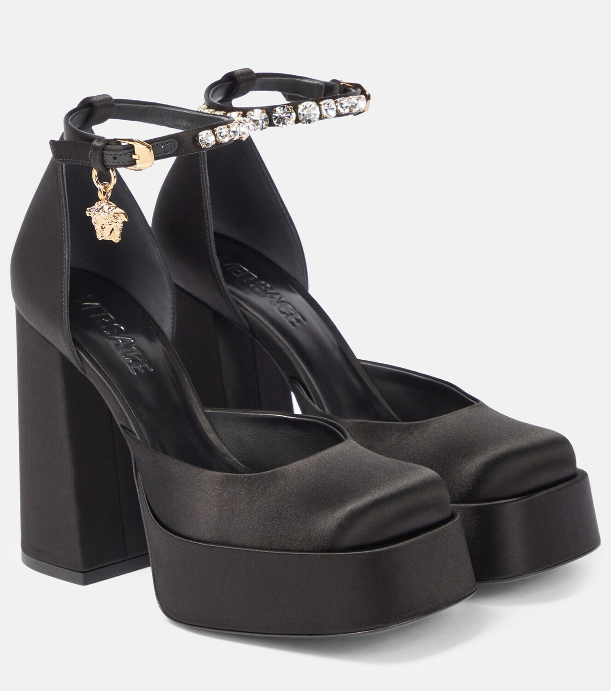 Versace - Medusa Aevitas satin platform pumps Versace