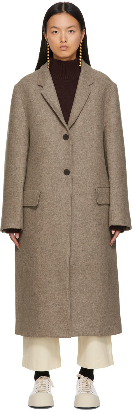 Studio Nicholson Brown Wool Tailored Mari Coat