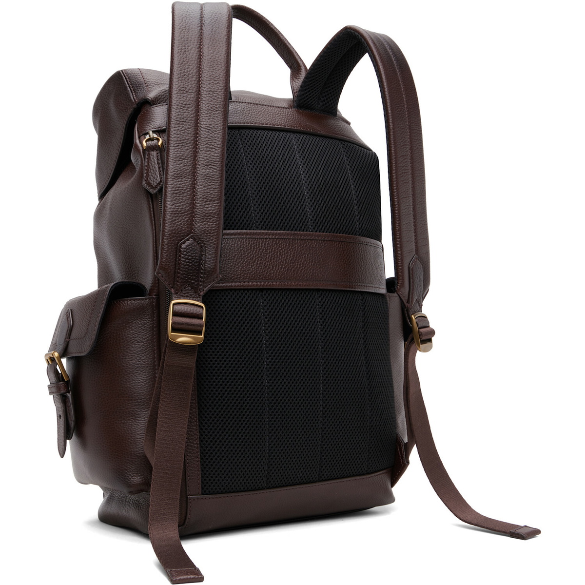 Polo Ralph Lauren Brown Pebbled Leather Backpack