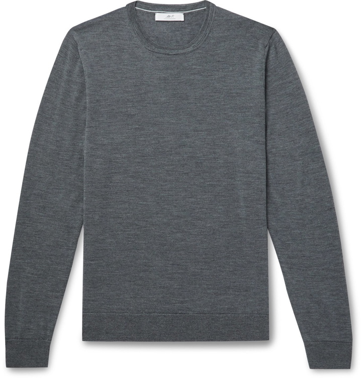 Photo: Mr P. - Slim-Fit Merino Wool Sweater - Gray