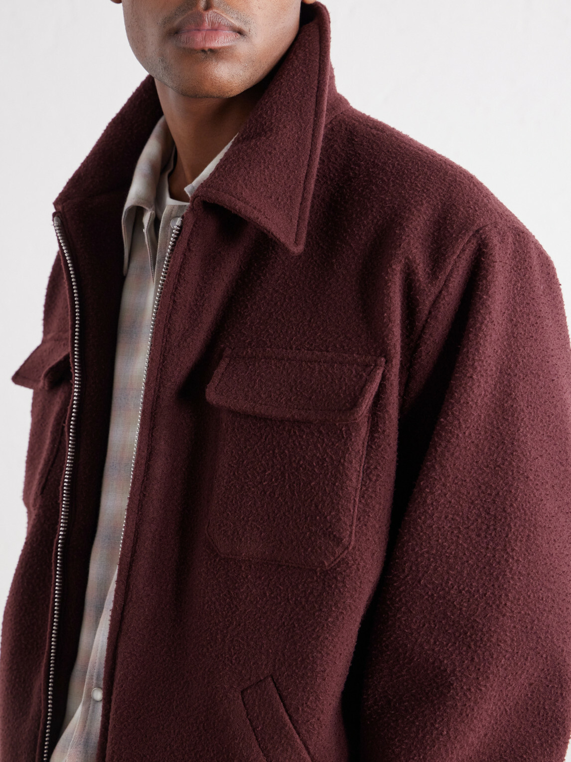 SECOND / LAYER - Jefe Wool Blouson Jacket - Burgundy