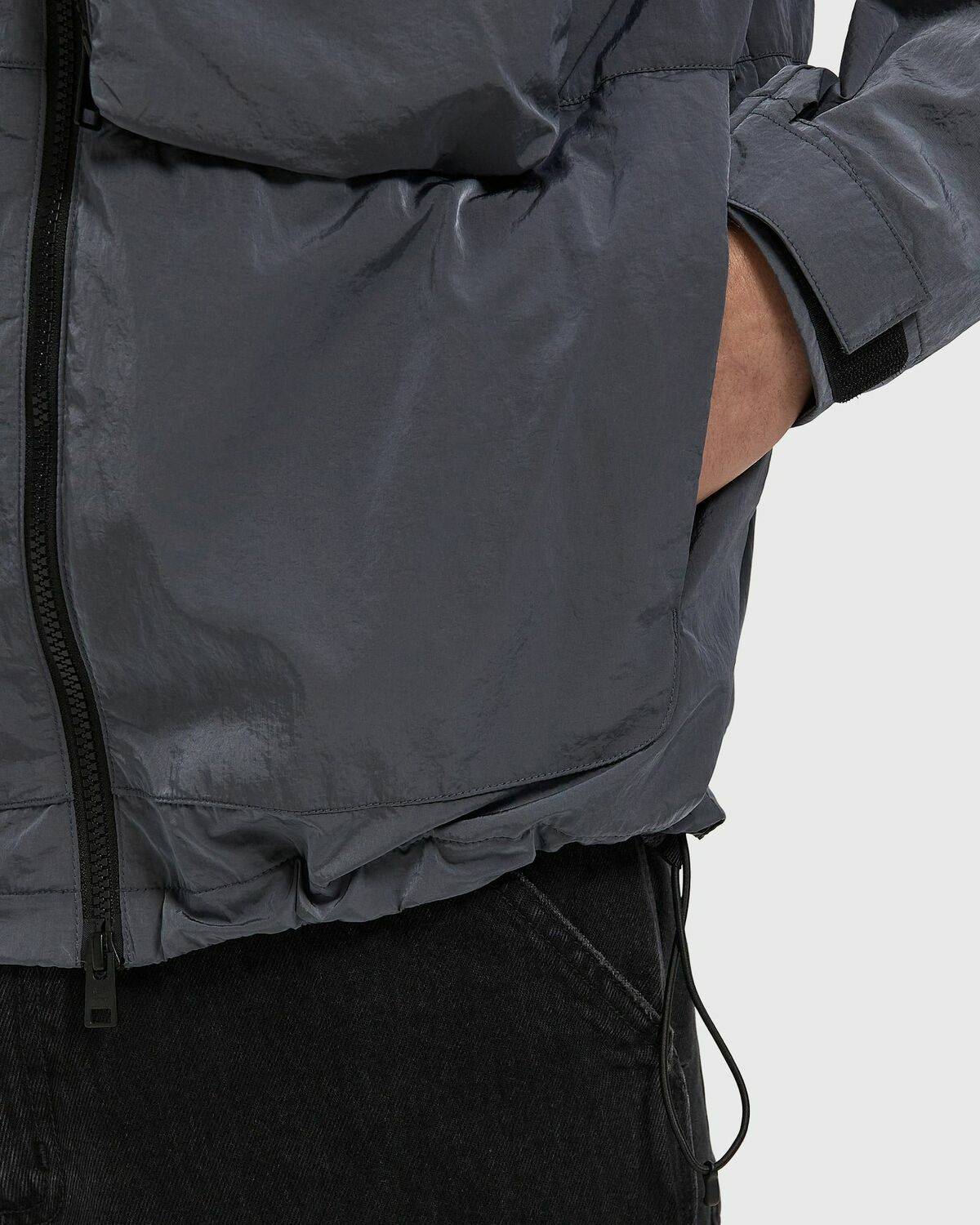 SHINY NYLON HOODED JACKET