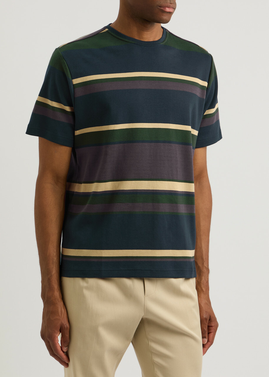 Oliver Spencer Striped-print Cotton T-shirt Purple