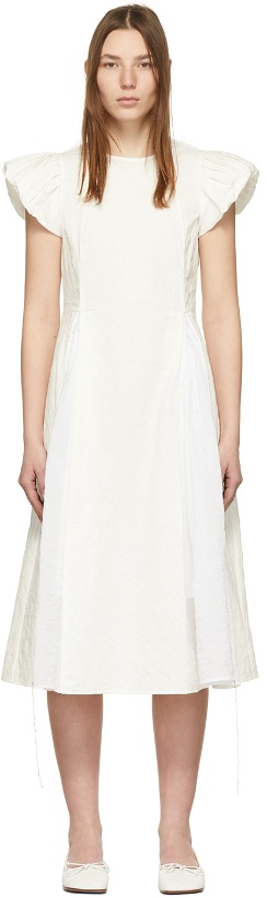 Photo: Renli Su Off-White Cap Sleeve Embroidered Dress