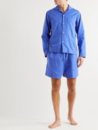 TEKLA - Organic Cotton-Poplin Pyjama Shorts - Blue