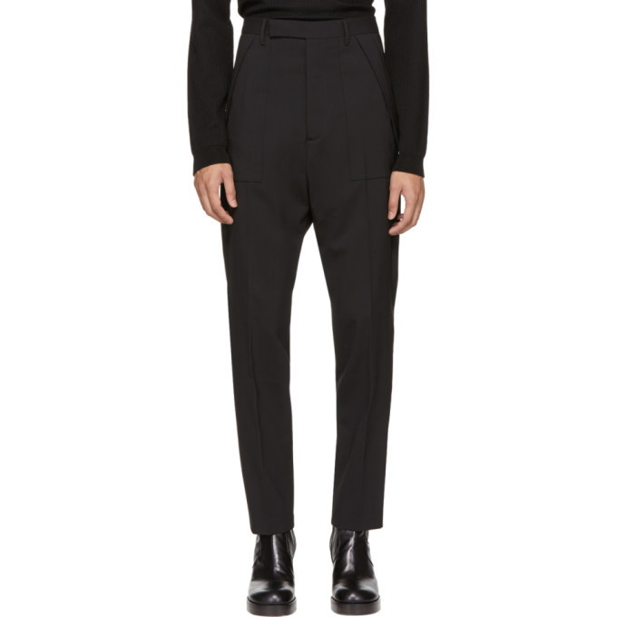 Photo: Rick Owens Black Wool Cargo Trousers