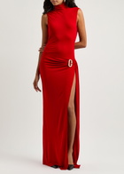 Casablanca Draped Cut-out Stretch-jersey Gown Red