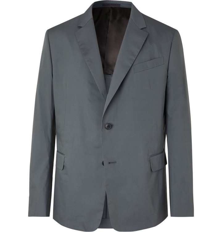 Photo: Valentino - Unstructured Cotton and Silk-Blend Blazer - Gray
