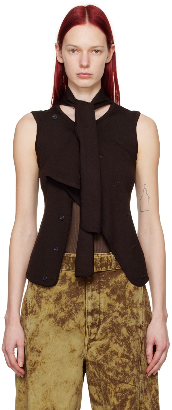 Photo: LEMAIRE Brown Asymmetrical Cardigan