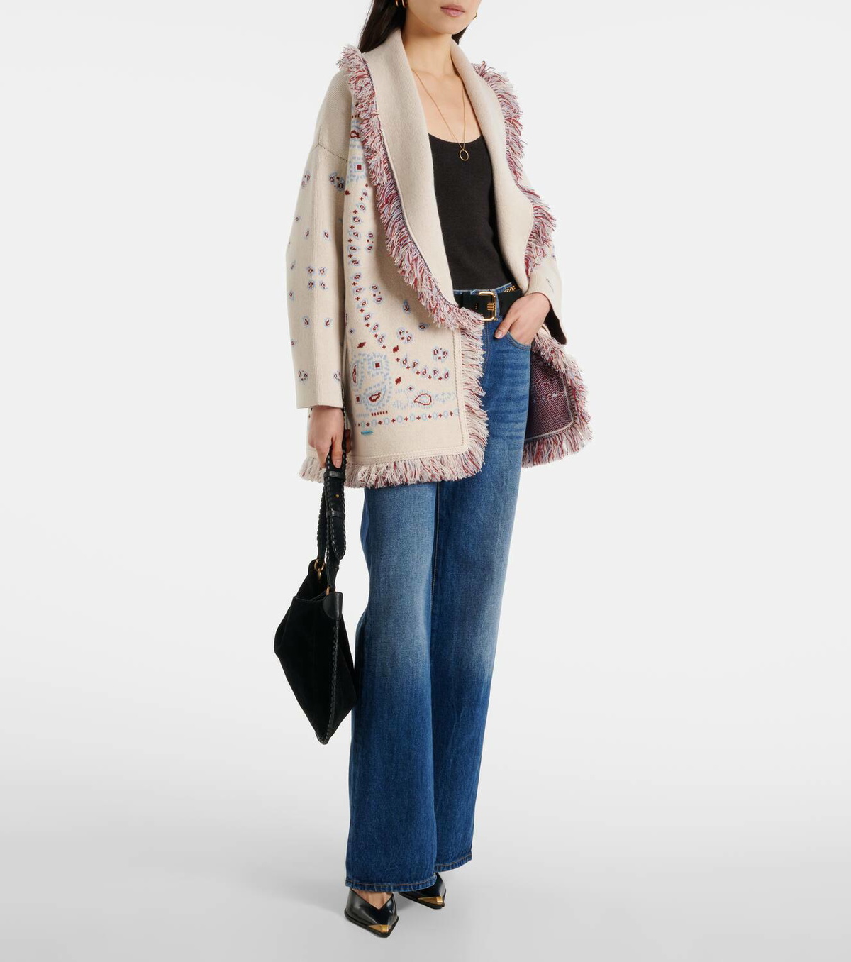 Alanui Bandana cashmere jacquard wrap cardigan Alanui