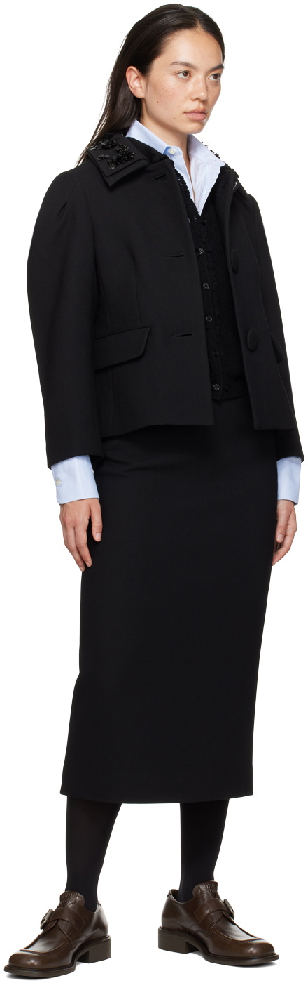 SHUSHU/TONG Black Embellished Lapel Collar Jacket Shushu/Tong