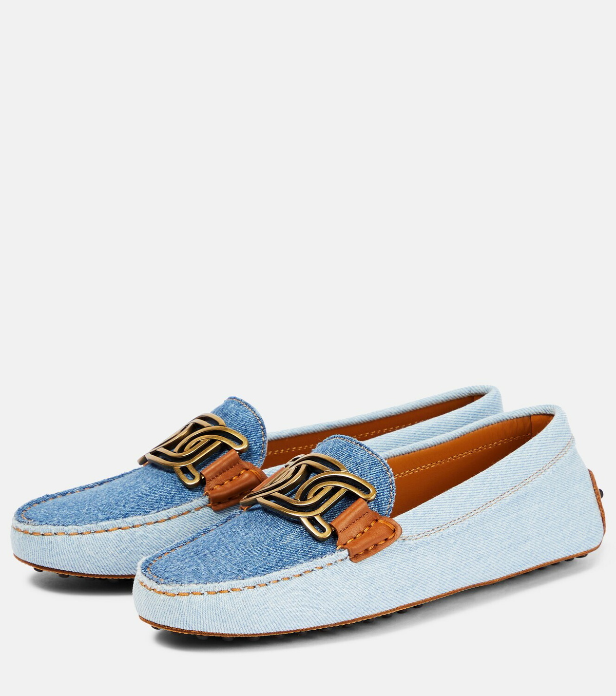 Tod's - Gommino denim and leather loafers