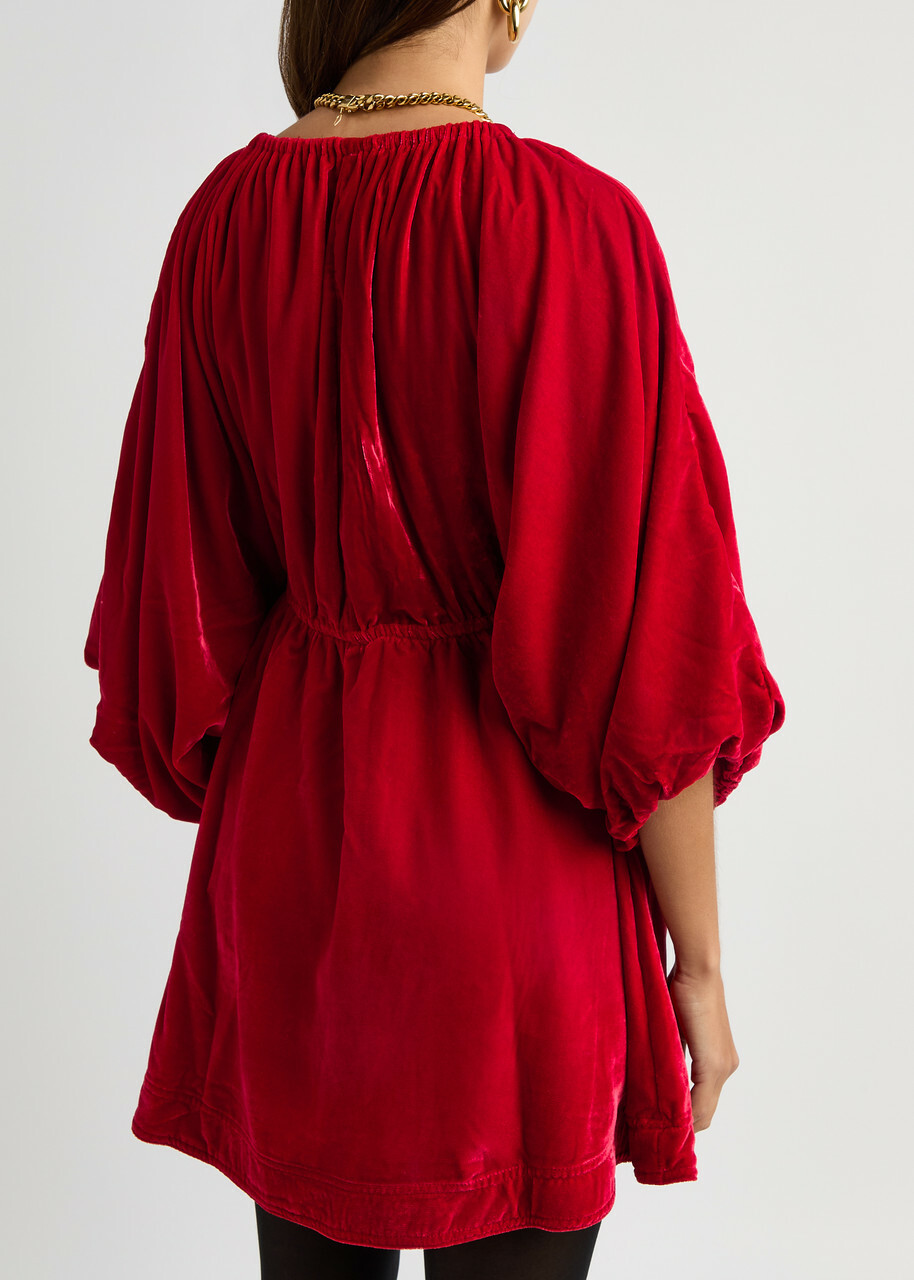 Free People Portia Velvet Mini Dress Red Free People