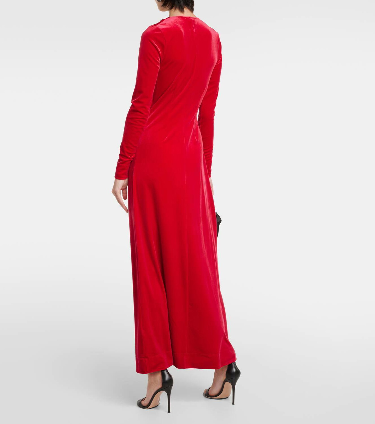 ganni velvet midi dress Rent Ganni Black Velvet Maxi Dress