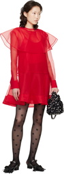 GANNI Red Organza Circle Collar Minidress