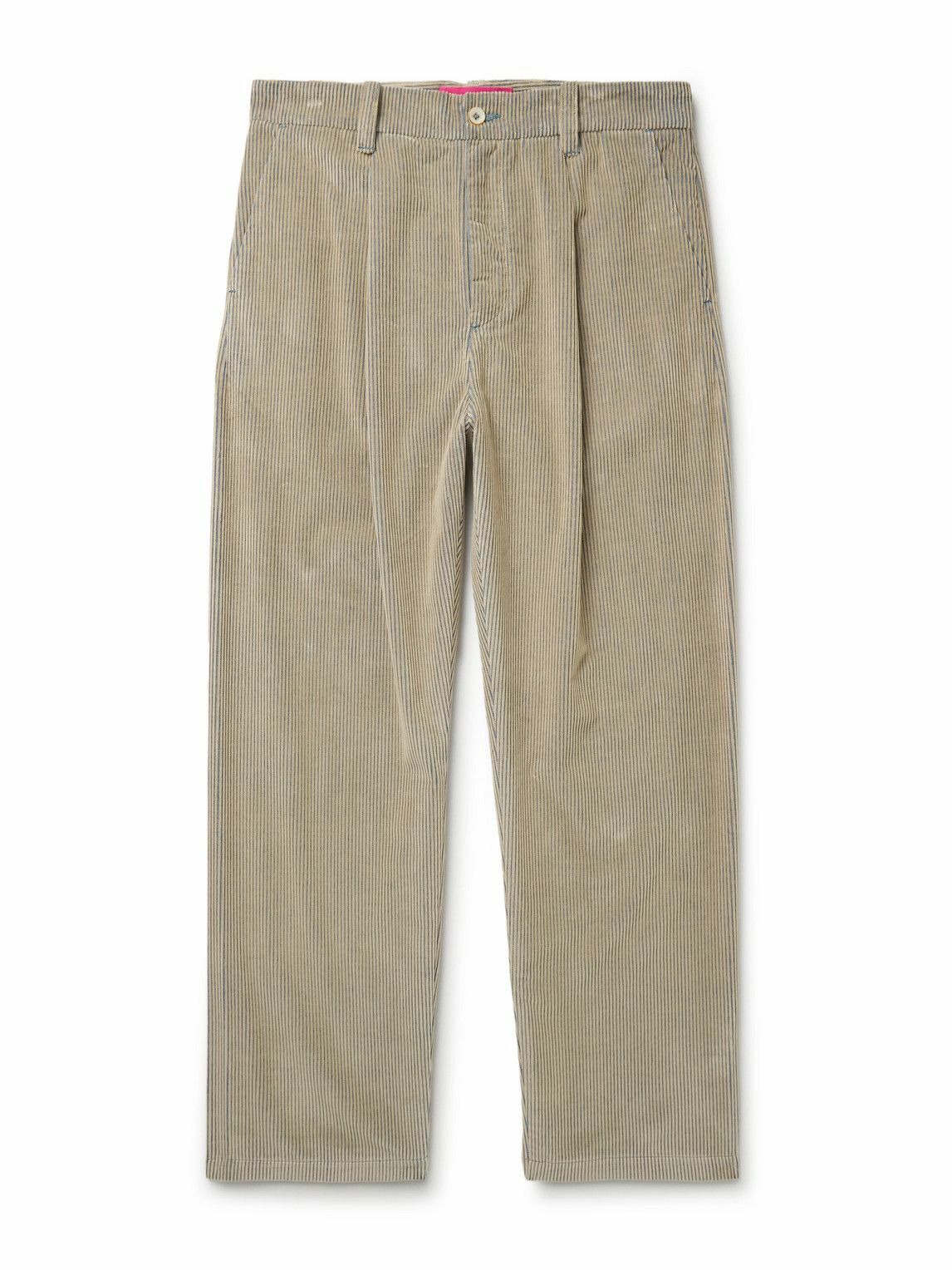 The Elder Statesman - Straight-Leg Pleated Cotton-Corduroy Trousers - Neutrals