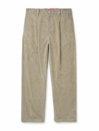 The Elder Statesman - Straight-Leg Pleated Cotton-Corduroy Trousers - Neutrals
