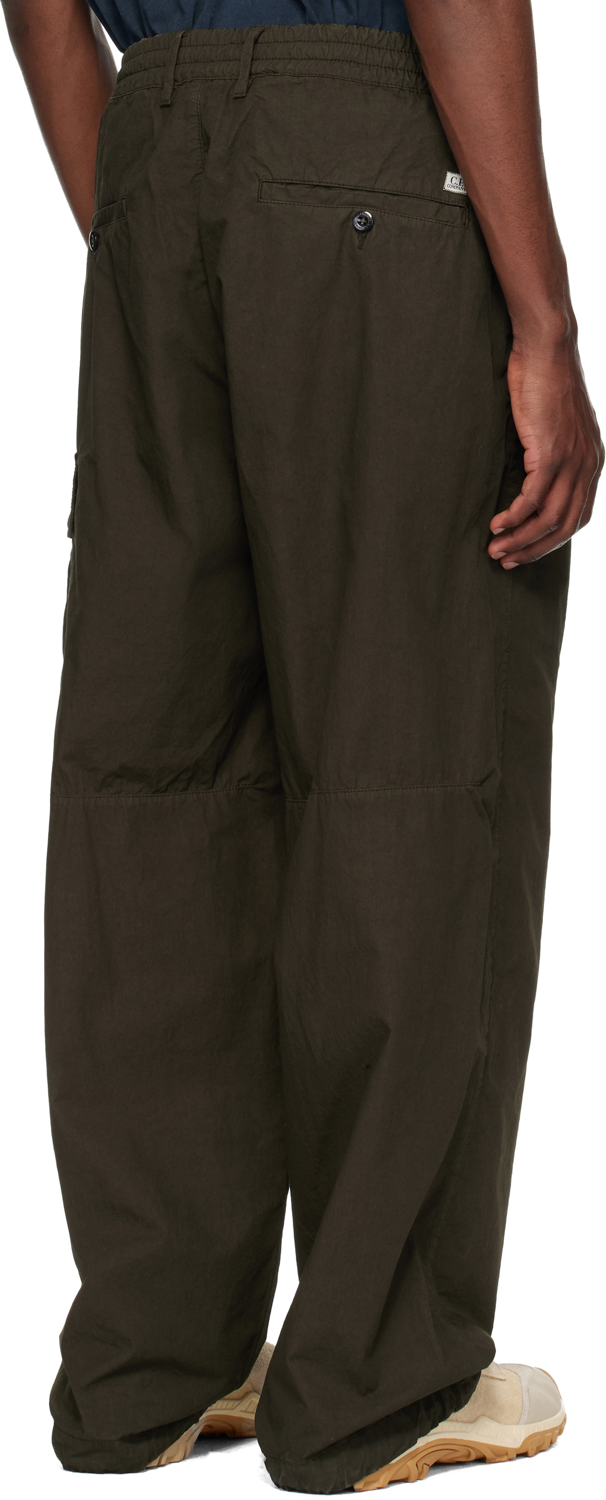 C.P. Company Khaki Micro-Reps Boxy Leg Pocket Lens Cargo Pants