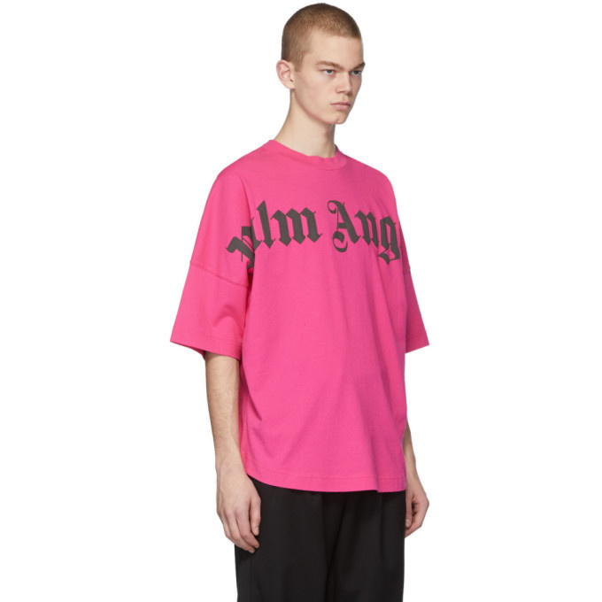 rear logo print T-shirt in pink - Palm Angels® Official