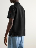 Folk - Damien Poulain Convertible-Collar Embroidered Linen and Cotton-Blend Shirt - Black