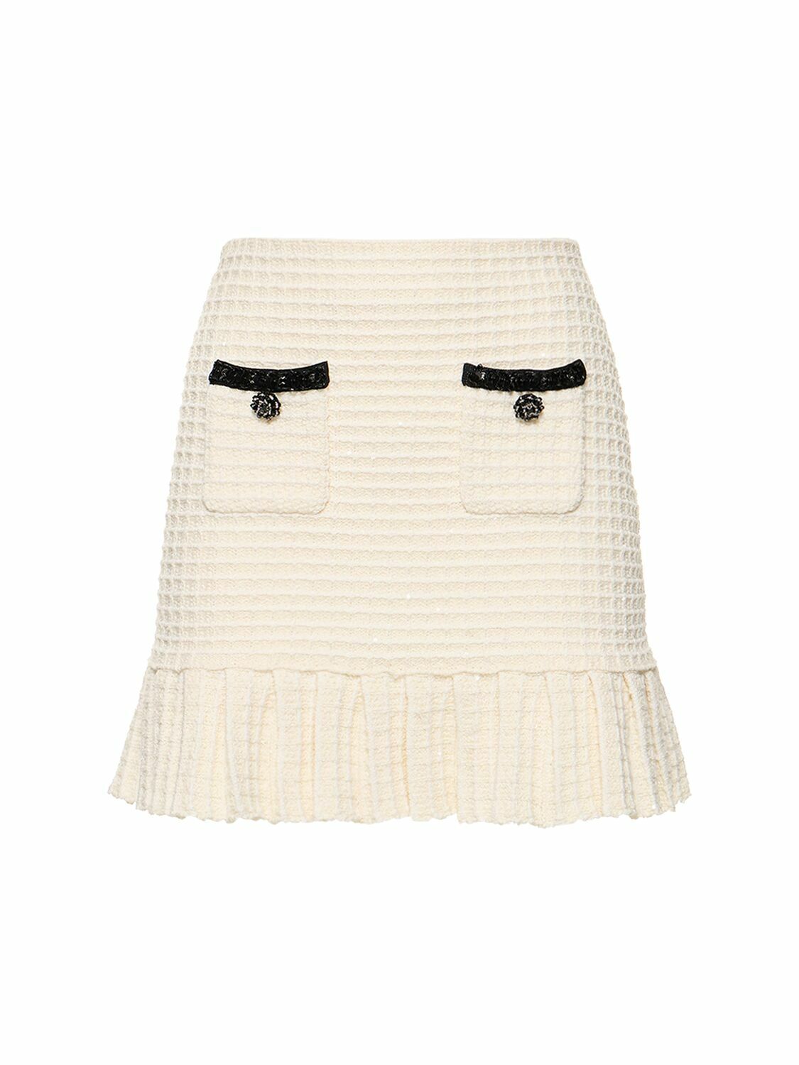Red Textured Knit Mini Skirt main image 1