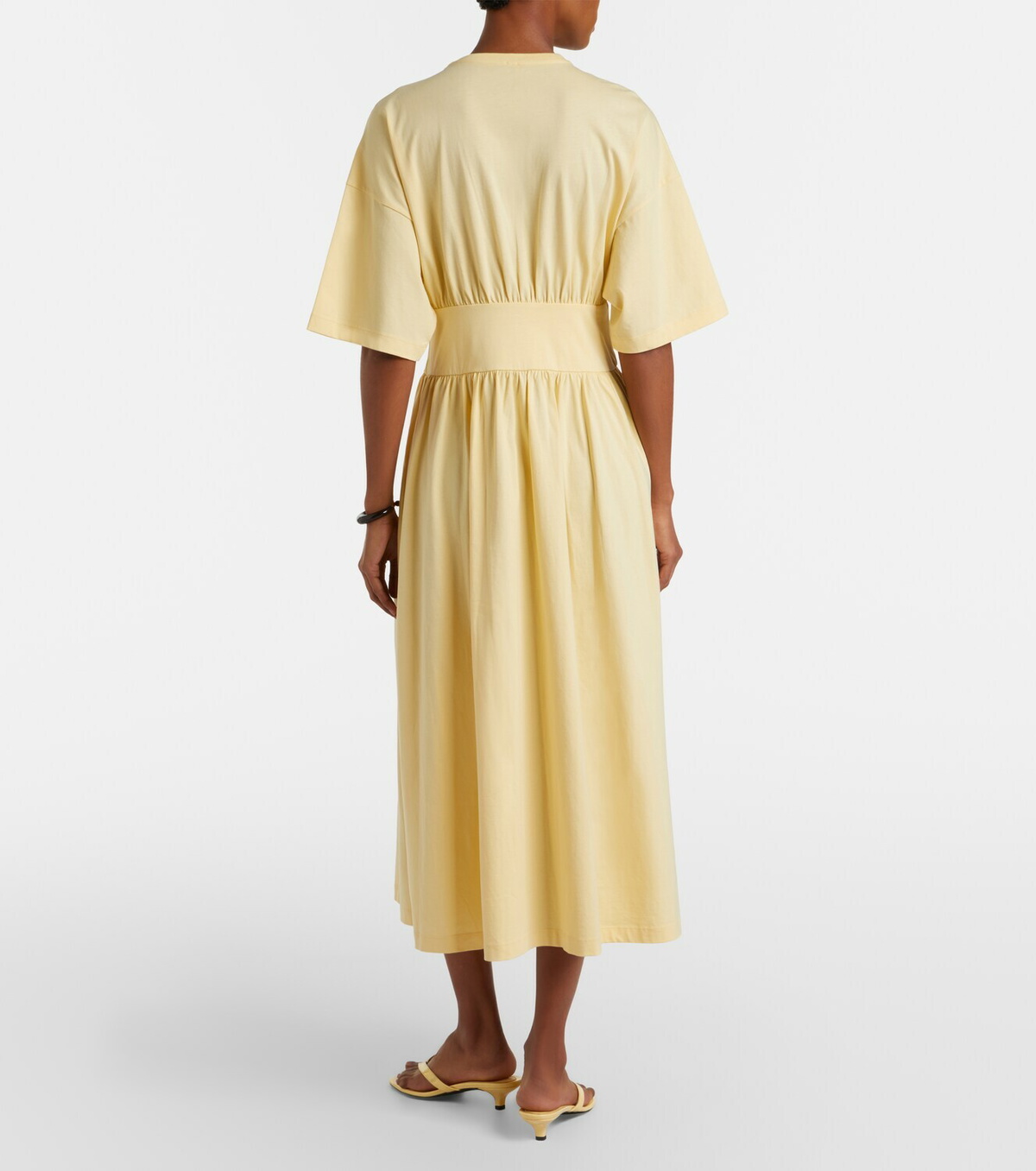 Toteme Gathered cotton jersey midi dress