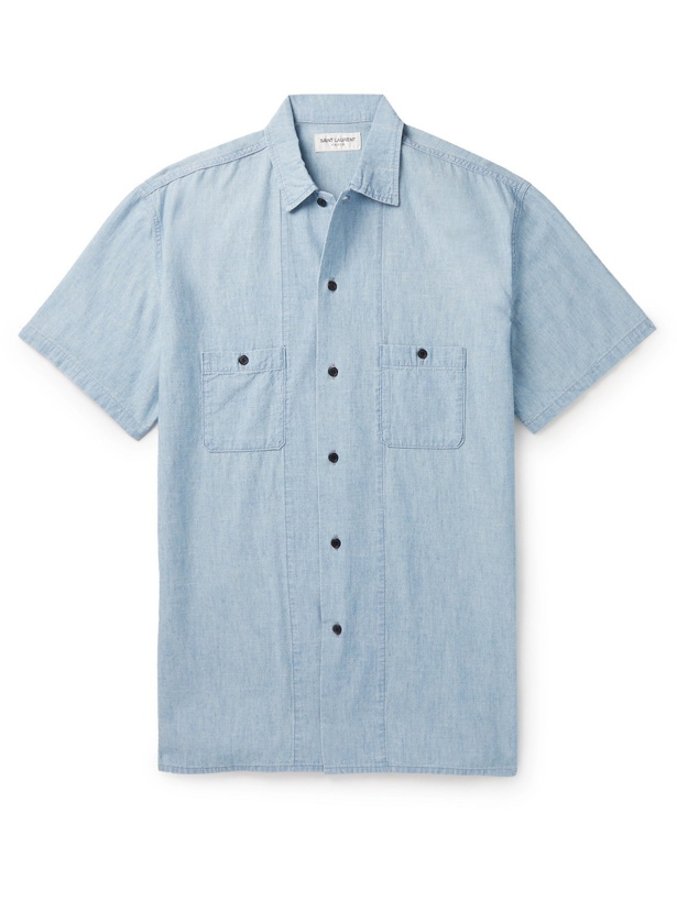 Photo: SAINT LAURENT - Cotton-Chambray Shirt - Blue