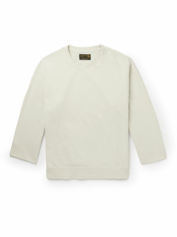 Photo: Visvim - Oversized Garment-Dyed Distressed Cotton-Jersey Sweatshirt - Neutrals