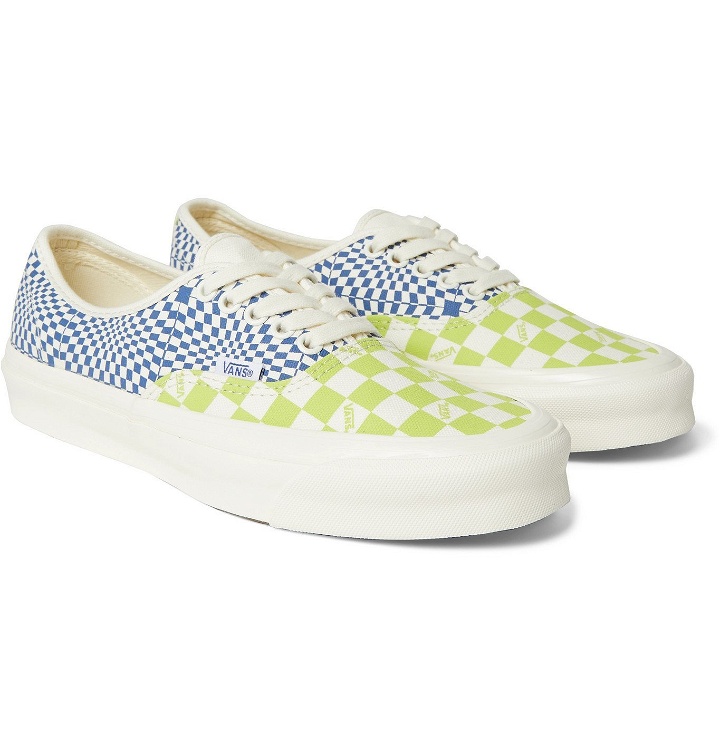 Photo: Vans - OG Authentic LX Checkerboard Canvas Sneakers - Green