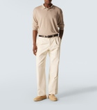 Giorgio Armani Embroidered linen-blend polo sweater