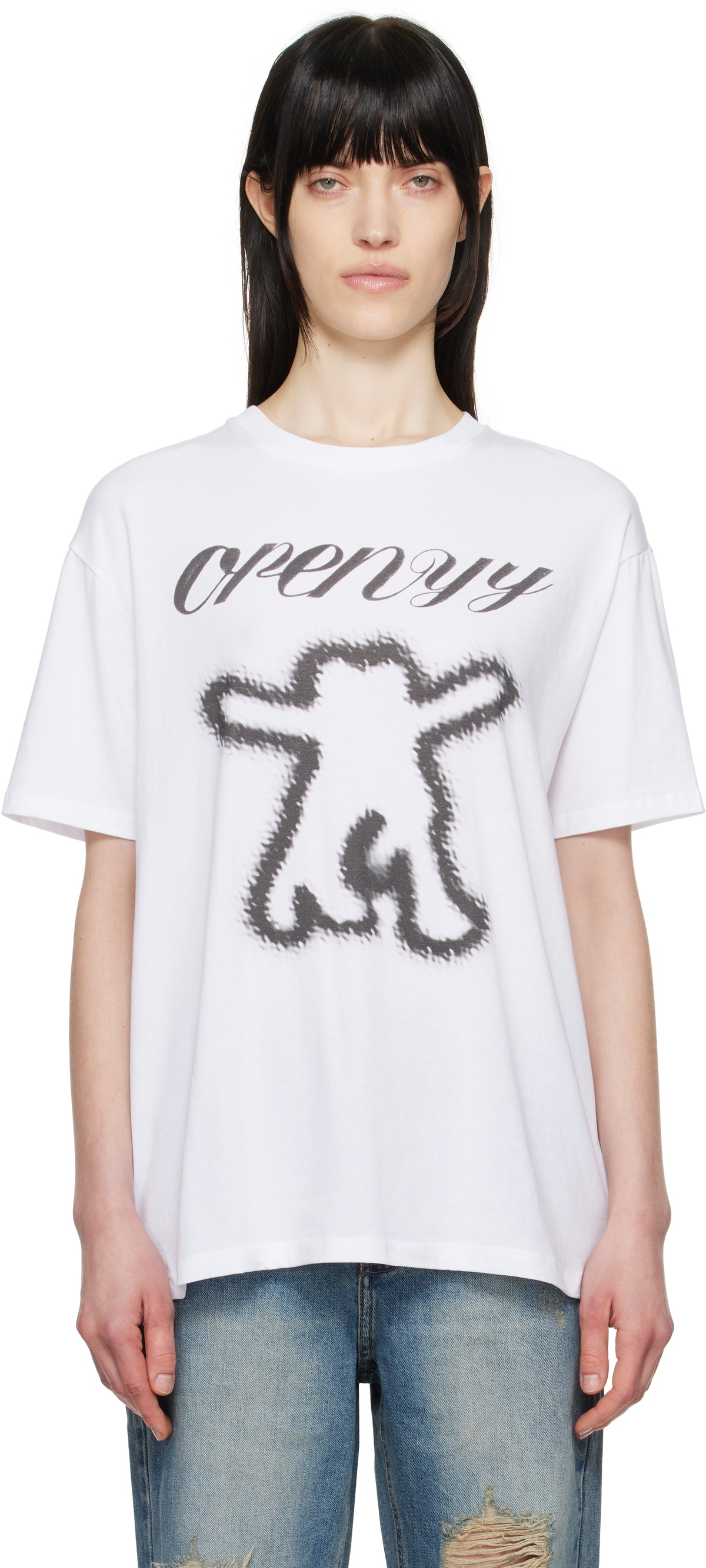 OPEN YY Gray Layered Cat Long Sleeve T-shirt OPEN YY