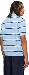 Dunst Blue Striped Knit Polo