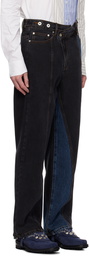 Feng Chen Wang Black Irregular Waistband Jeans