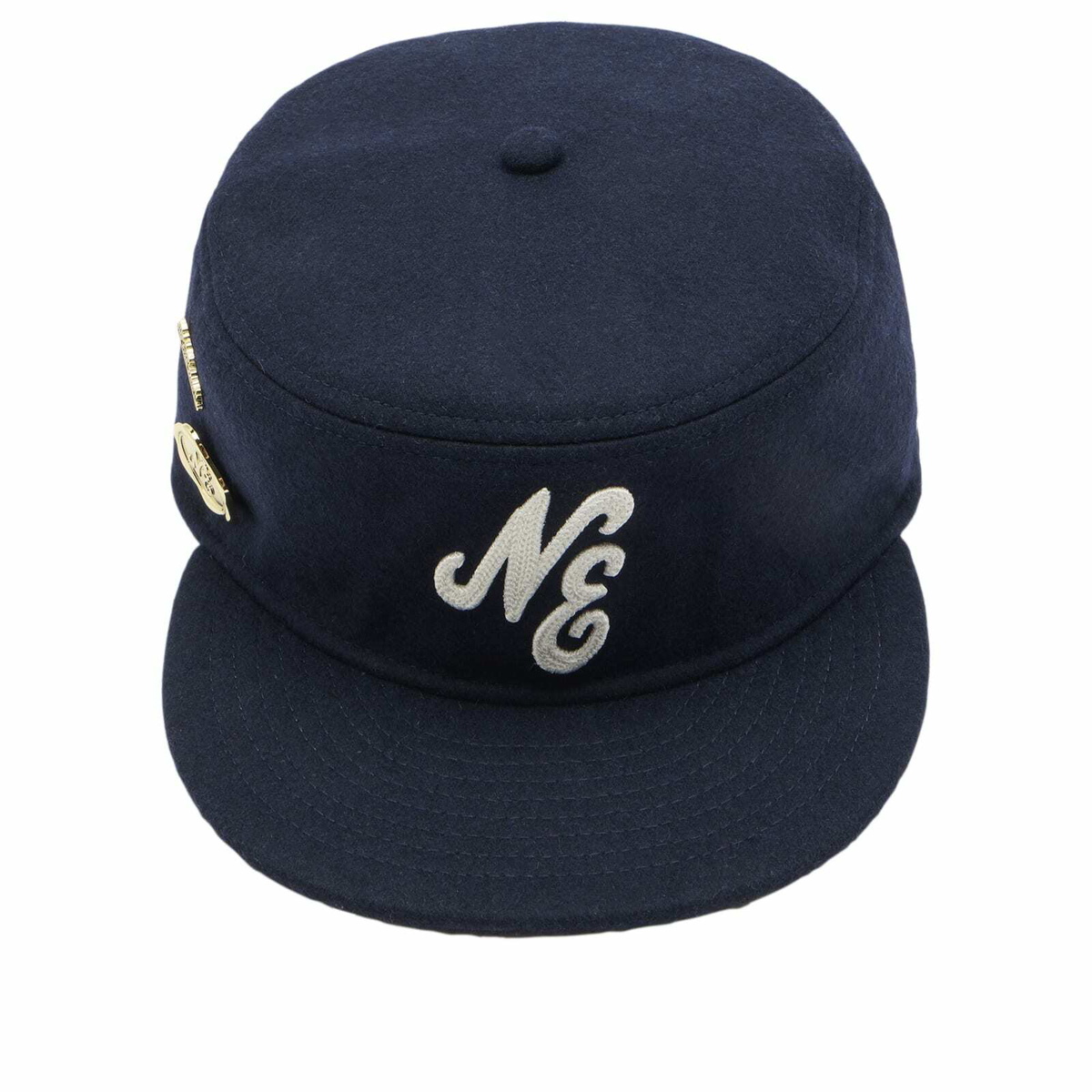 New Era Heritage Logo Chainstitched Wool Pillbox Cap in Navy 