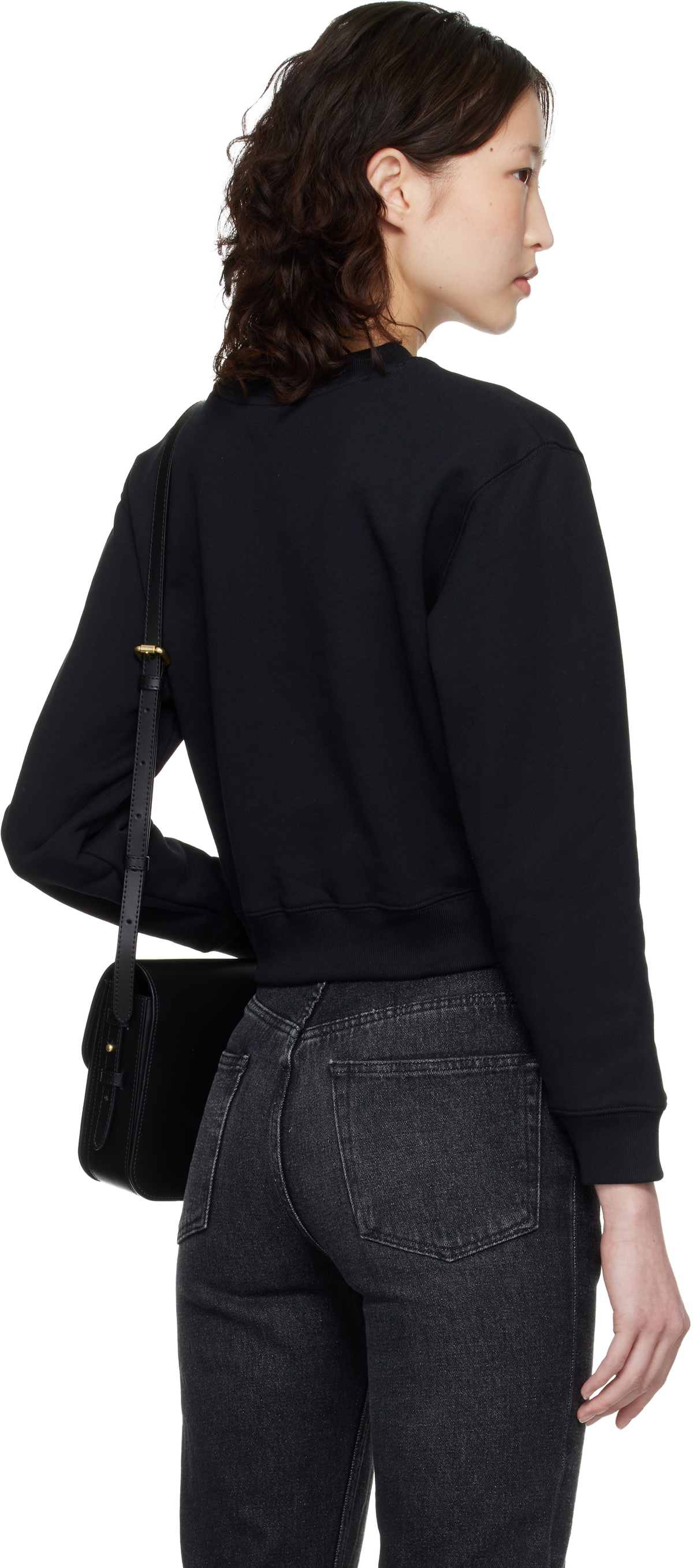 Maison Kitsuné Black 'Maison Kitsuné Paris' Cropped Sweatshirt