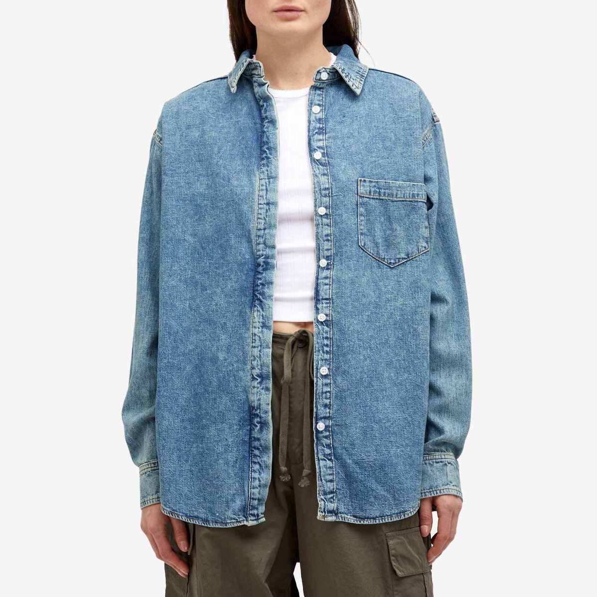 Good American Women's Denim Uniform Shirt in Indigo