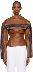 Jade Cropper Brown Reflective Leather Jacket