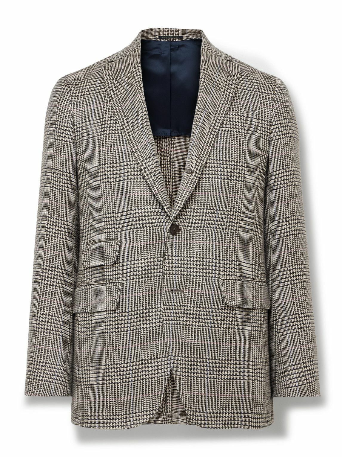 Sid Mashburn - Virgil No.2 Slim-Fit Prince of Wales Checked Wool and Linen-Blend Hopsack Blazer - Neutrals