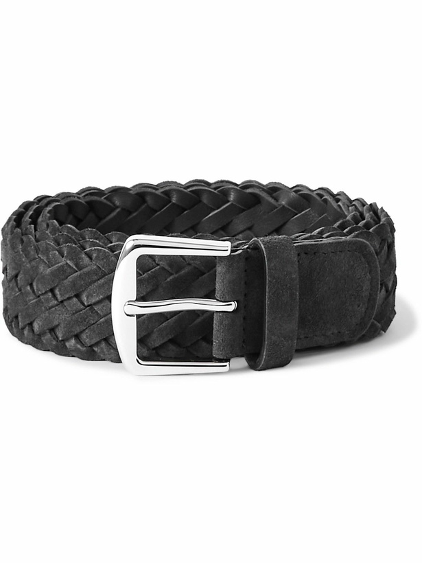 Photo: Loro Piana - Asavelt 4cm Braided Suede Belt - Black