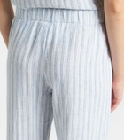 Velvet Evony striped cotton and linen wide-leg pants