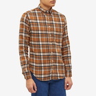 Gitman Vintage Men's Button Down Brushed Triple Yarn Check Shirt in Brown