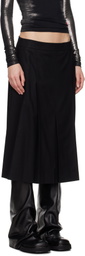 Juun.J Black Flannel Hidden Pleated Midi Skirt