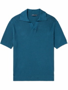 Frescobol Carioca - Rino Ribbed Cotton and Cashmere-Blend Polo Shirt - Blue