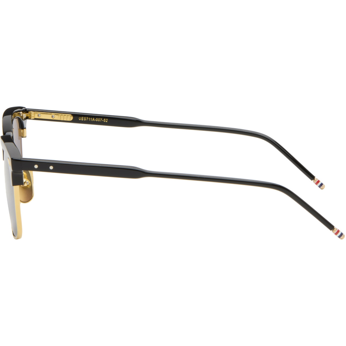 Thom Browne Black Acetate & Titanium Rectangular Sunglasses